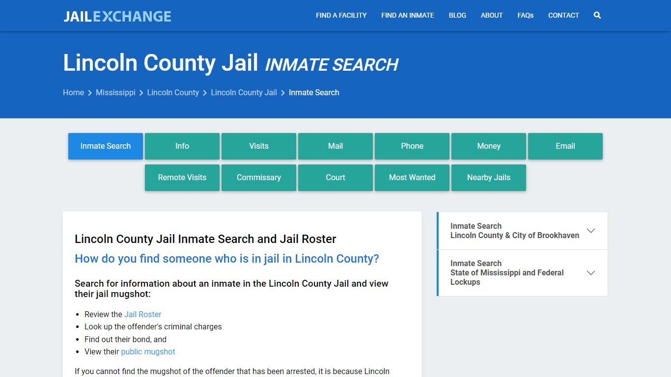 Lincoln County Jail Inmate Search - Jail Exchange